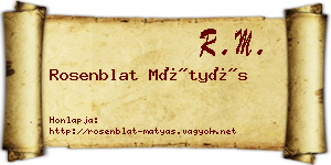 Rosenblat Mátyás névjegykártya